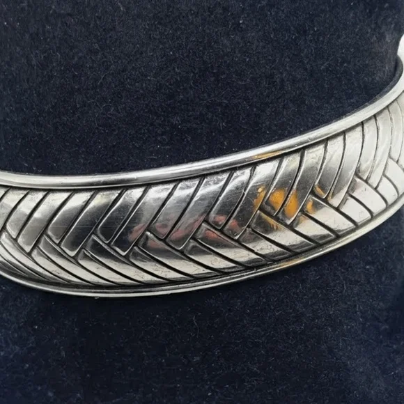 Brighton Silver Plated Wheat Weave Wide Bangle (Stamped) - Picture 2 of 5